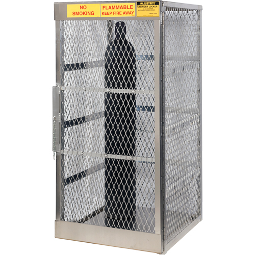 Aluminum LPG Cylinder Locker Storage, 10 Cylinder Capacity, 30" W x 32" D x 65" H, Silver Meunier Outillage Industriel