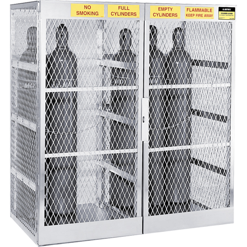 Aluminum LPG Cylinder Locker Storage, 20 Cylinder Capacity, 60" W x 32" D x 65" H, Silver Meunier Outillage Industriel