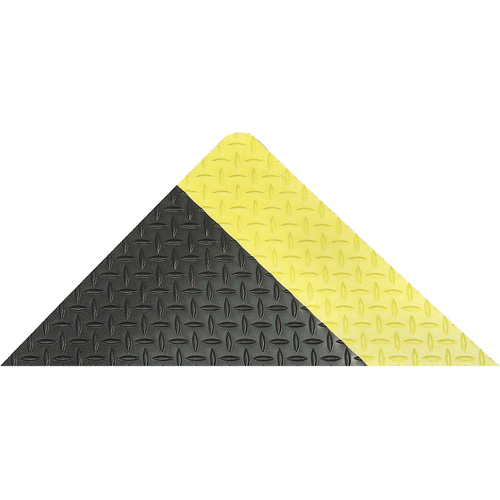 Tapis antifatigue ergonomique Saddle Trax, Losange, 2' x 3' x 1", Noir/Jaune, Vinyle Meunier Outillage Industriel