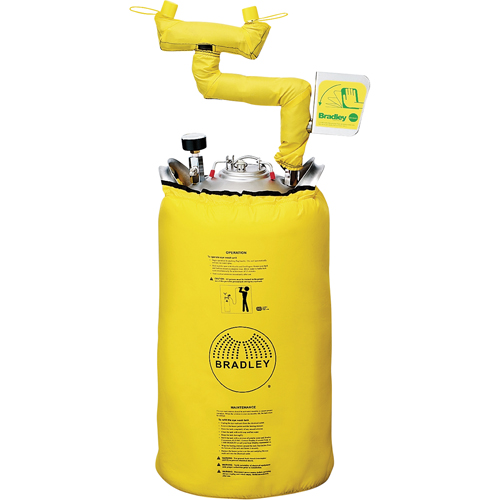 Douche oculaire portative avec enveloppe chauffante, Pressuris&eacute;, Capacit&eacute; 15 gal., Conformit&eacute; ANSI Z358.1 Meunier Outillage Industriel