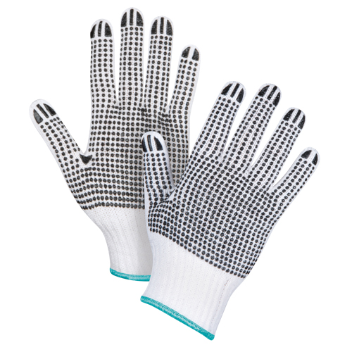 Gants tricot&eacute;s deux c&ocirc;t&eacute;s &agrave; pois, Poly/coton, Deux c&ocirc;t&eacute;s, Calibre 7, T-Grand Meunier Outillage Industriel