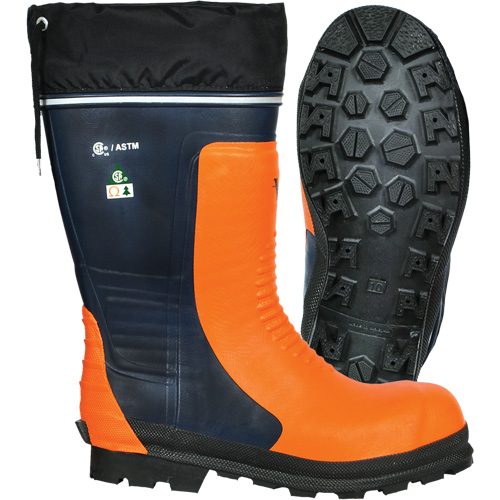 Bottes de s&eacute;curit&eacute; pour scie &agrave; chaîne Bushwhacker, Caoutchouc, Embout Acier, Pointure 6, Semelle R&eacute;sistant aux perforations Meunier Outillage Industriel