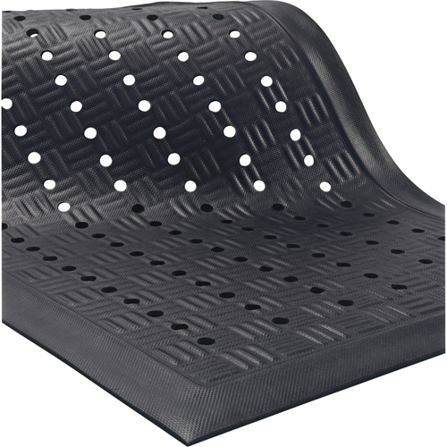 Tapis Cushion Station, &agrave; fentes, 2' x 3-1/5' x 9/16", Noir, Nitrile Meunier Outillage Industriel