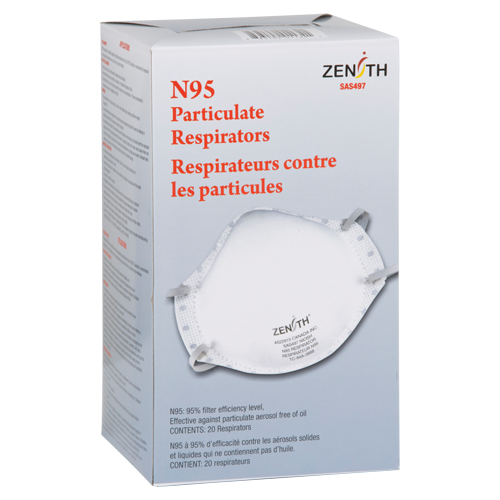 Respirateur contre les particules, N95, Certifi&eacute; NIOSH, Moyen/grand Meunier Outillage Industriel