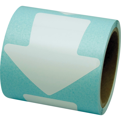 D&eacute;calcomanie en couleur pour le marquage des planchers, Fl&egrave;che, 4" lo x 4" la, Blanc, Vinyle Meunier Outillage Industriel