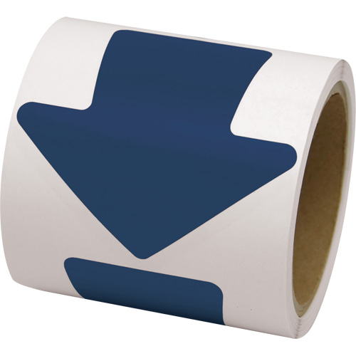 D&eacute;calcomanie en couleur pour le marquage des planchers, Fl&egrave;che, 4" lo x 4" la, Bleu, Vinyle Meunier Outillage Industriel