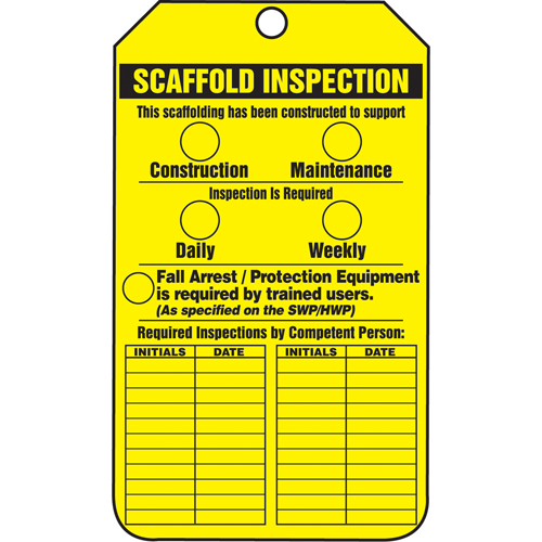 Inspection Tags, Cardstock, 3-1/8" W x 5-7/8" H, English Meunier Outillage Industriel