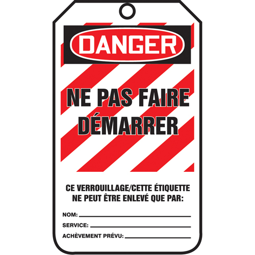 &eacute;tiquettes de verrouillage, Papier cartonn&eacute;, 3-1/8" la x 5-7/8" h, Français Meunier Outillage Industriel