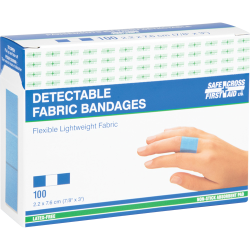 Bandages, Rectangulaire/carr&eacute;e, 3", Tissu d&eacute;tectable, St&eacute;rile Meunier Outillage Industriel