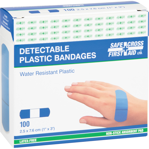 Bandages, Rectangulaire/carr&eacute;e, 3", Plastique d&eacute;tectable, St&eacute;rile Meunier Outillage Industriel