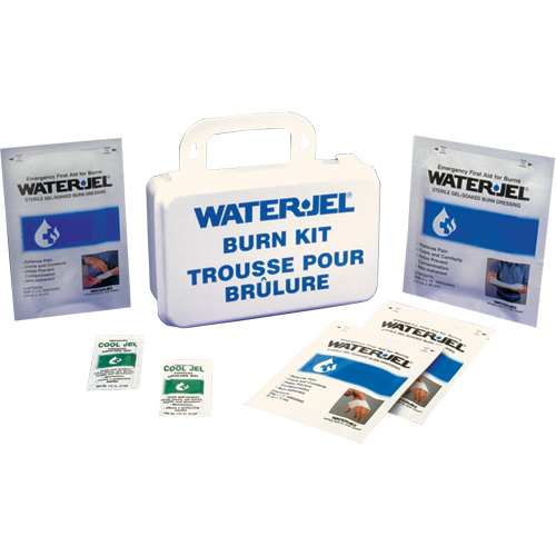 Trousses d'urgence pour brûlures Water Jel, Boîte en plastique de 10 unit&eacute;s, Classe 2 Meunier Outillage Industriel