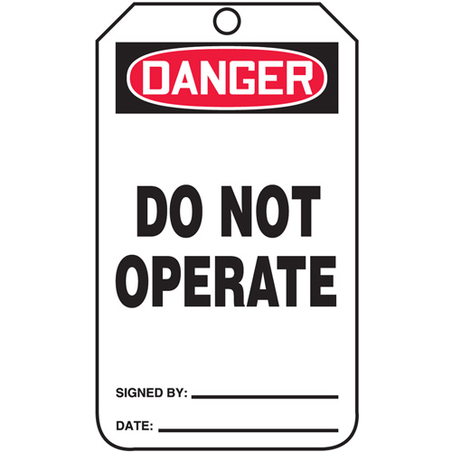 Safety Tags, Cardstock, 3-1/4" W x 5-3/4" H, English Meunier Outillage Industriel