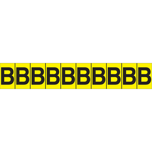 Rep&egrave;res adh&eacute;sifs &agrave; lettres individuelles, B, 1" h, Noir sur jaune Meunier Outillage Industriel