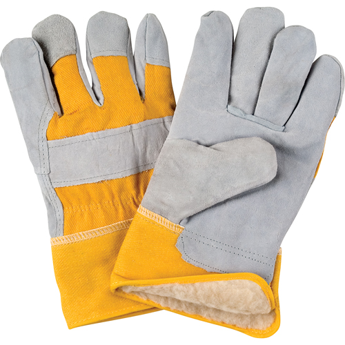 Gants d'ajusteur doubl&eacute;s pour l'hiver, Grand, Paume en Cuir de vache refendu, Doublure en Boa Meunier Outillage Industriel