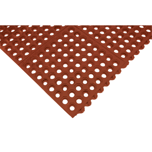 Tapis modulaire antifatigue, Nid d'abeilles, 3' x 3' x 1/2", Brun, Nitrile/Caoutchouc Meunier Outillage Industriel