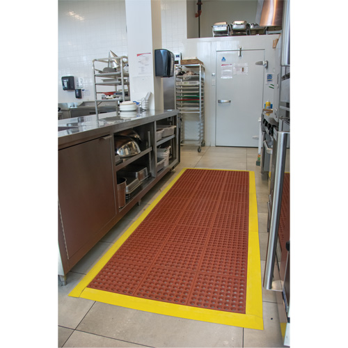 Tapis modulaire antifatigue, Nid d'abeilles, 3' x 3' x 1/2", Brun, Nitrile/Caoutchouc Meunier Outillage Industriel