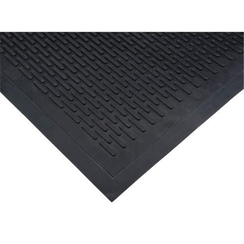 Low-Profile Matting, Rubber, Scraper Type, Solid Pattern, 3' x 5', Black Meunier Outillage Industriel