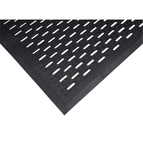 Tapis &agrave; profil bas, Caoutchouc, Grattoir Type, Motif &agrave; fentes, 3' x 5', Noir Meunier Outillage Industriel