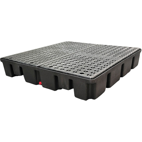 Palette emboîtable avec drain pour contr&ocirc;le des d&eacute;versements, Capacit&eacute; de d&eacute;versement 66 gal. US, 49" x 49" x 10,5" Meunier Outillage Industriel