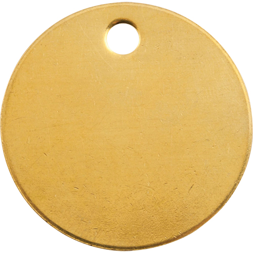 &eacute;tiquettes vierges, Laiton, 1,375" dia. Meunier Outillage Industriel