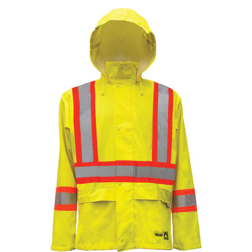 Vestes de s&eacute;curit&eacute; imperm&eacute;ables ignifuges haute visibilit&eacute; en polyur&eacute;thane, Petit, Jaune lime haute visibilit&eacute; Meunier Outillage Industriel