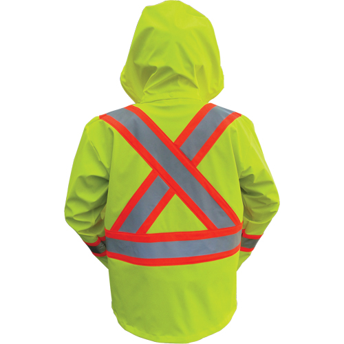 Vestes de s&eacute;curit&eacute; imperm&eacute;ables ignifuges haute visibilit&eacute; en polyur&eacute;thane, Petit, Jaune lime haute visibilit&eacute; Meunier Outillage Industriel