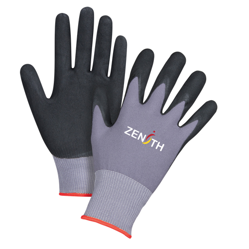 Gants ZX-1 de premi&egrave;re qualit&eacute; compatibles avec les &eacute;crans tactiles, 6/T-petit, R&ecirc;vetement Mousse de nitrile, Calibre 15, Enveloppe en Nylon Meunier Outillage Industriel