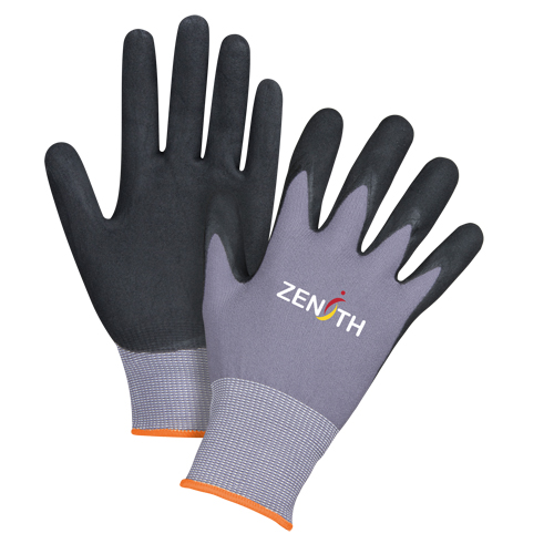 Gants ZX-1 de premi&egrave;re qualit&eacute; compatibles avec les &eacute;crans tactiles, 7/Petit, R&ecirc;vetement Nitrile/Mousse de nitrile, Calibre 15, Enveloppe en Nylon Meunier Outillage Industriel