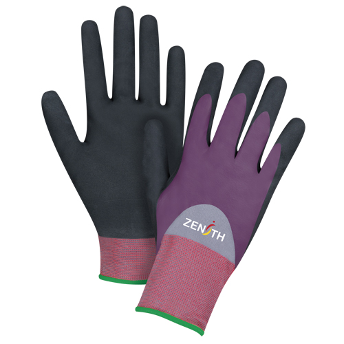 Gants enduits de premi&egrave;re qualit&eacute; ZX-2, 11/2T-Grand, R&ecirc;vetement Nitrile/Mousse de nitrile, Calibre 18, Enveloppe en Nylon Meunier Outillage Industriel