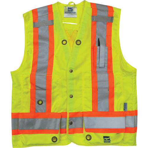 Veste de s&eacute;curit&eacute; pour arpenteur, Jaune lime haute visibilit&eacute;, Petit, Polyester Meunier Outillage Industriel