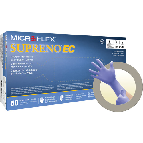 Supreno&reg; EC Gloves, Small, Nitrile, 5.5-mil, Powder-Free, Purple, Class 2 Meunier Outillage Industriel