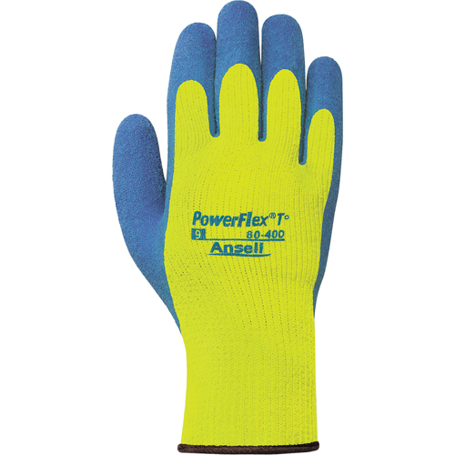 Gants PowerFlex T° Hi Viz 80-400, 7/Petit, R&ecirc;vetement Latex de caoutchouc, Calibre 7, Enveloppe en Tissu &eacute;ponge Meunier Outillage Industriel