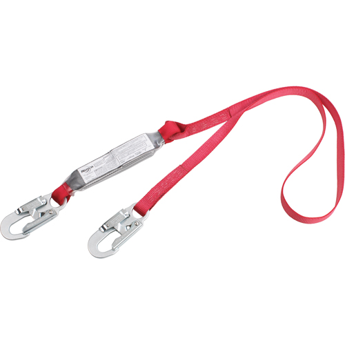 PRO Shock Absorbing Lanyards, 4', Snap Hook Center, Snap Hook Leg Ends, Polyester Meunier Outillage Industriel