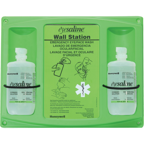 Support mural pour solution saline de douche oculaire, Double Meunier Outillage Industriel