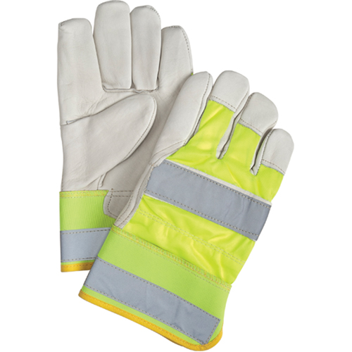 Gants d'ajusteur orange haute visibilit&eacute; &agrave; chaleur sup&eacute;rieure, Grand, Paume en Cuir fleur de vache, Doublure en Thinsulate Meunier Outillage Industriel