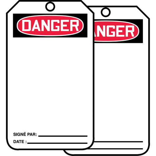 Safety Tags, Cardstock, 3-1/8" W x 5-7/8" H, French Meunier Outillage Industriel