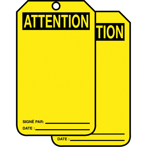 Safety Tags, Cardstock, 3-1/8" W x 5-7/8" H, French Meunier Outillage Industriel