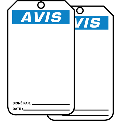 Safety Tags, Cardstock, 3-1/8" W x 5-7/8" H, French Meunier Outillage Industriel