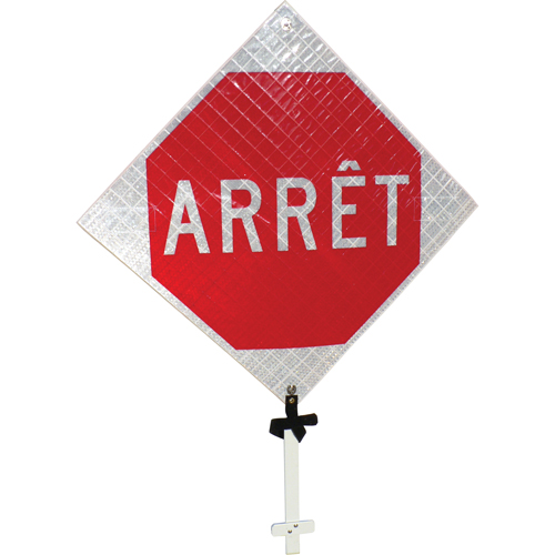 "Arr&ecirc;t" Pole Sign, 24" x 24", Aluminum, French Meunier Outillage Industriel