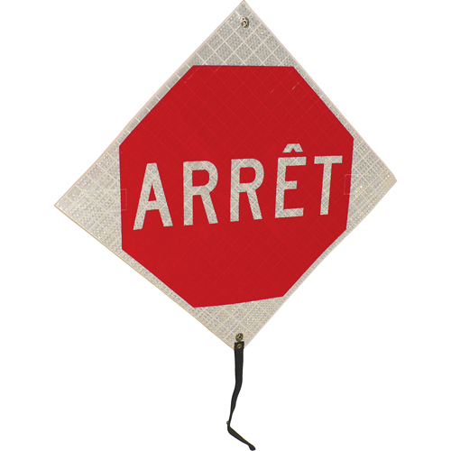 "Arr&ecirc;t" Rolled-Up Traffic Sign, 24" x 24", Vinyl, French Meunier Outillage Industriel