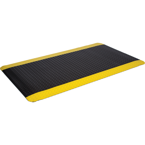 Tapis de style plateforme WD, Losange, 3' x 12' x 5/8", Noir/Jaune, &eacute;ponge Meunier Outillage Industriel