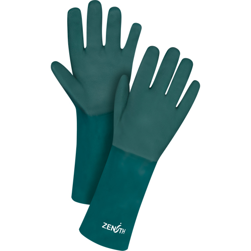 Gants verts &agrave; double enduit, 14" lo, PVC, Doublure en Jersey de coton, 70 mils Meunier Outillage Industriel