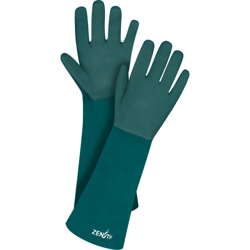 Double Dipped Green Gloves, 18" L, PVC, Cotton Jersey Inner Lining, 70-mil Meunier Outillage Industriel