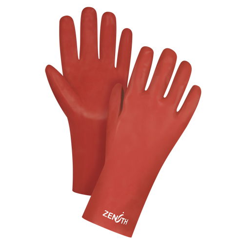 Gants rouges &agrave; fini doux r&eacute;sistants aux produits chimiques, Taille 9, 12" lo, PVC, Doublure en Interlock, 47-mil Meunier Outillage Industriel