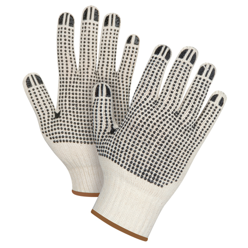 Gants tricot&eacute;s de poids lourd &agrave; deux c&ocirc;t&eacute;s avec pois, Poly/coton, Deux c&ocirc;t&eacute;s, Calibre 7, Grand Meunier Outillage Industriel