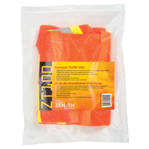 Surveyor's Safety Vest, High Visibility Orange, Large, Polyester Meunier Outillage Industriel