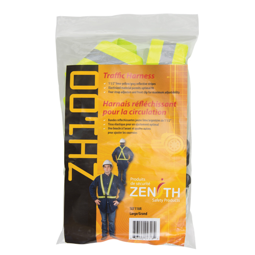 Standard-Duty Safety Harness, High Visibility Lime-Yellow, Silver Reflective Colour, Large Meunier Outillage Industriel