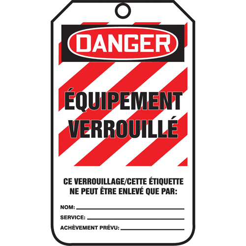 &eacute;tiquettes de verrouillage, Papier cartonn&eacute;, 3-3/8" la x 5-7/8" h, Français Meunier Outillage Industriel
