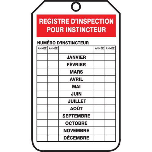 Inspection Tags, Plastic, 3-1/8" W x 5-7/8" H, French Meunier Outillage Industriel