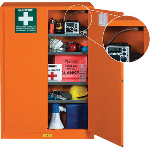 Armoires de rangement pour pr&eacute;paration aux situations d'urgence, Acier, 4 Tablettes, 65" h x 43" la x 18" P, Orange Meunier Outillage Industriel